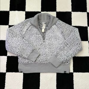 PINK fluffy sherpa cropped sweater